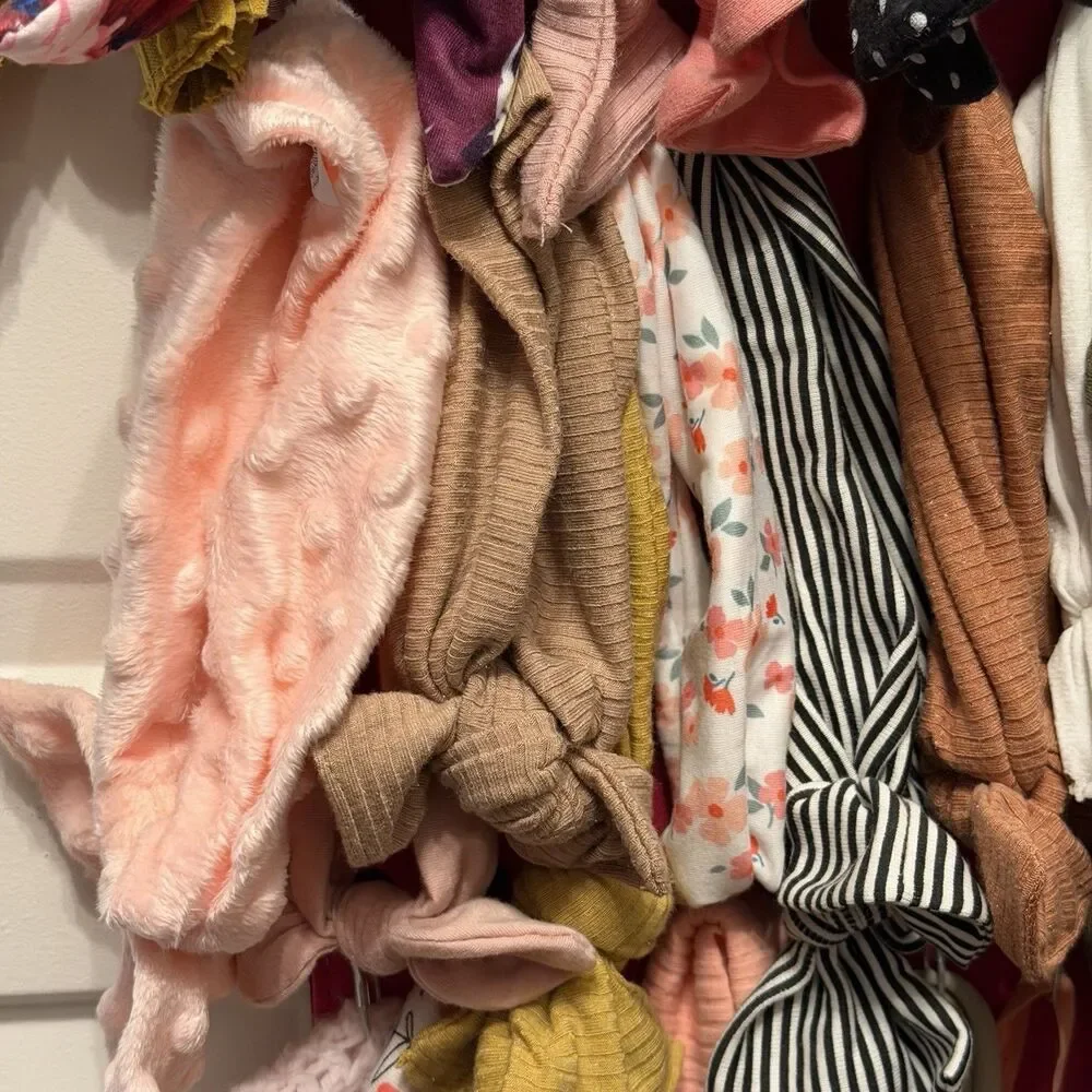 39 Baby Girl Headbands Lot Bows Floral Knotted Turban + PACMAXI Organizer